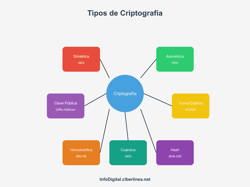 7 tipos de criptografía - Infografía